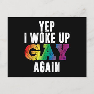 Woke Up Gay - Pride Rainbow Queer Gay CSD Party LG Holiday Postcard