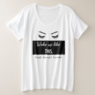 Woke Up Like This eyelashes Ladies plus size vneck T-Shirt