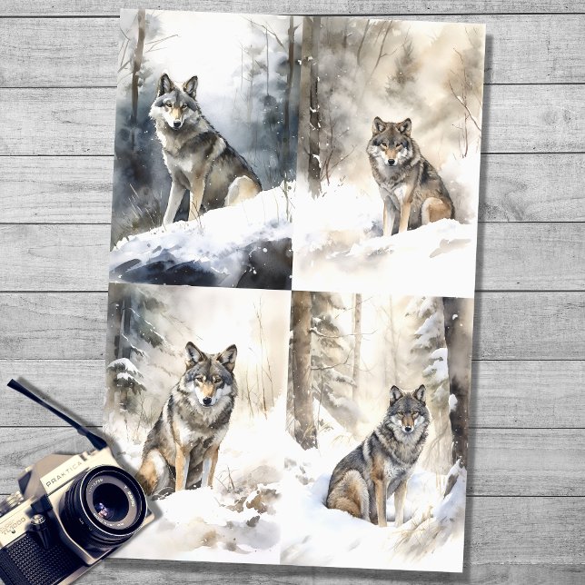 Wold in Snow Collage 1 Decoupage Paper (Creator Uploaded)