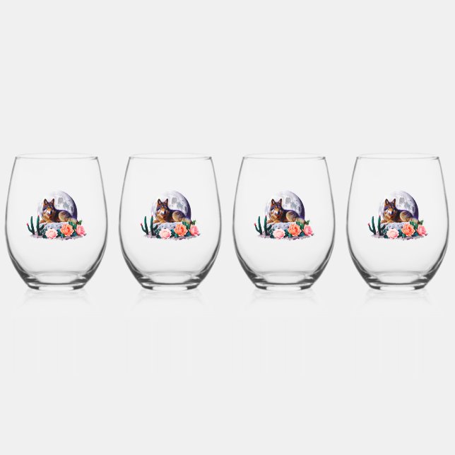 Wolf27: Stemless Wine Glass (Front)