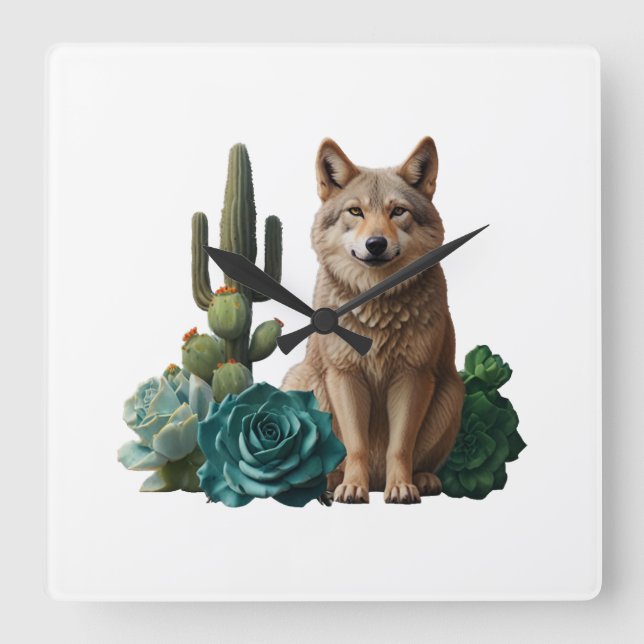 Wolf4: Square Wall Clock (Front)