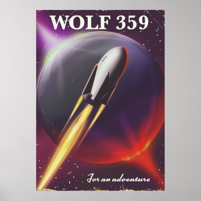Wolf 359 "for an Adventure" Space travel poster (Front)