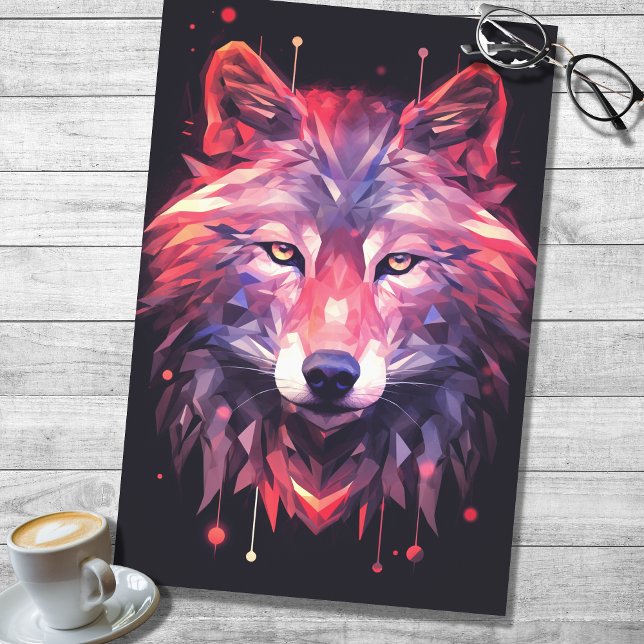 Wolf Abstract Faceted Pink Purple Decoupage Paper (Creator Uploaded)