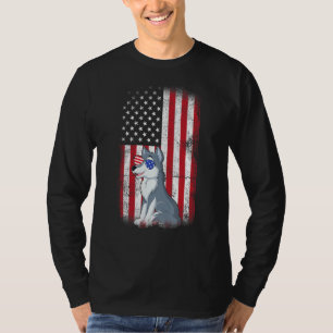 Wolf American Flag Boys Girls Men Women Fourth Of T-Shirt