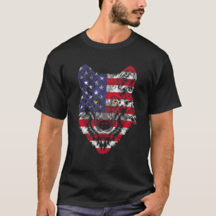 Wolf American Flag Usa 4th Of July  Men Women Wolf T-Shirt