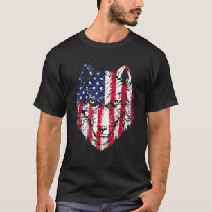 Wolf American Flag Usa 4th Of July  Men Women Wolf T-Shirt