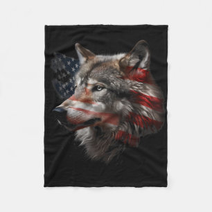 Wolf American Flag Usa Patriotic Wolf Lover Women Fleece Blanket