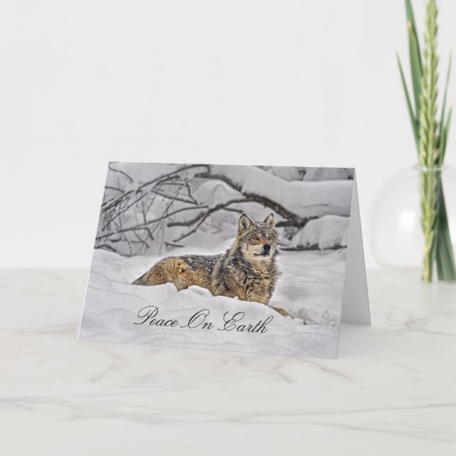 Wolf American Grey Wolf Holiday Card (Front)