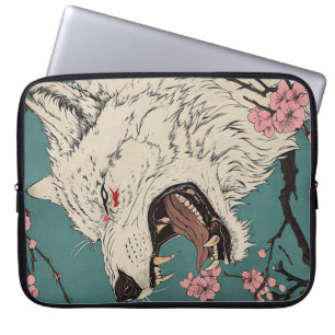 Wolf Among Blossoms: Nature's Majesty Laptop Sleeve