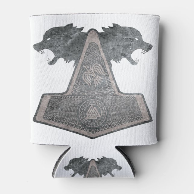 wolf-and-hammer-design-metal can cooler (Front)