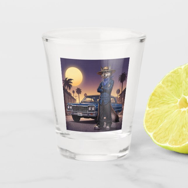 Wolf And Lowrider Shot Glass (Front)