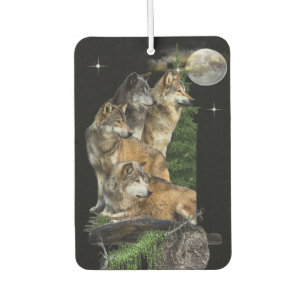 Wolf and Moon Car Air Freshener