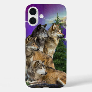Wolf and Moon iPhone 16 Plus Case