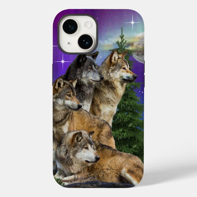 Wolf and Moon Case-Mate iPhone Case (Back)