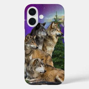 Wolf and Moon iPhone 16 Case
