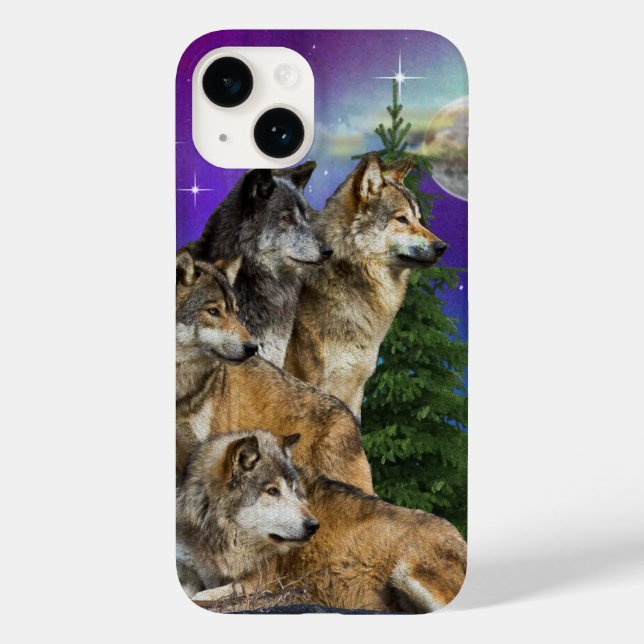 Wolf and Moon Case-Mate iPhone Case (Back)