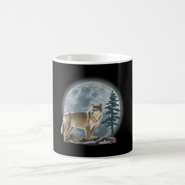 Wolf and moon design for coffee cup. coffee mug (Center)