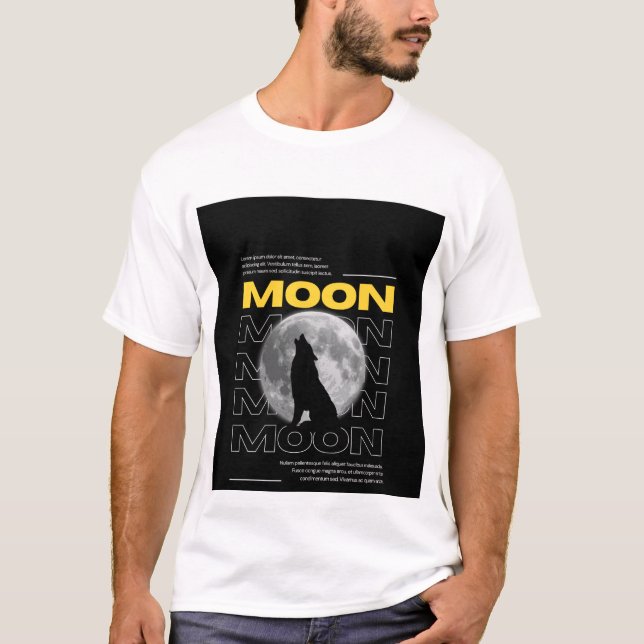 Wolf and Moon Design T-shirt (Front)