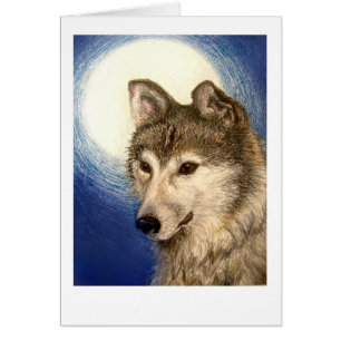 Wolf and Moon greeting card