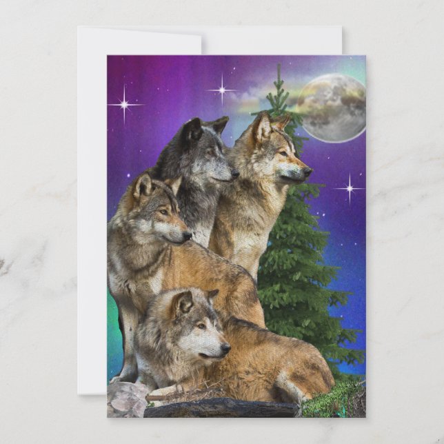 Wolf and Moon Holiday Card (Front)