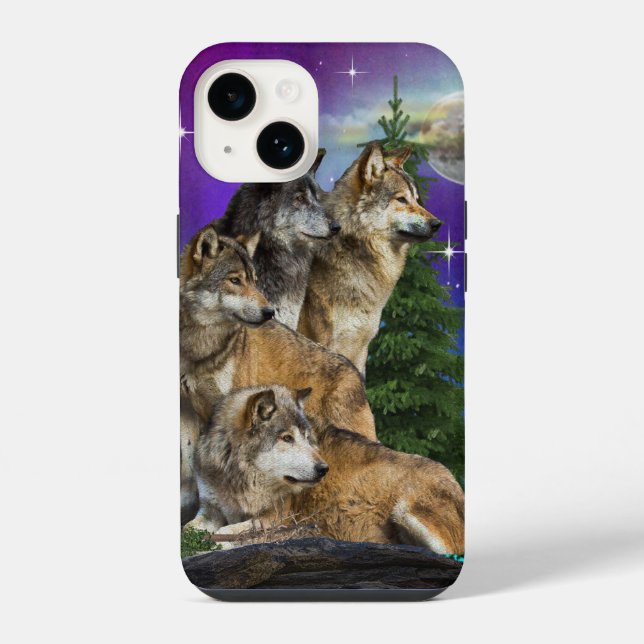 Wolf and Moon iPhone Case (Back)