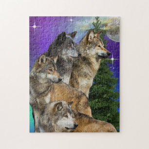 Wolf and Moon Jigsaw Puzzle