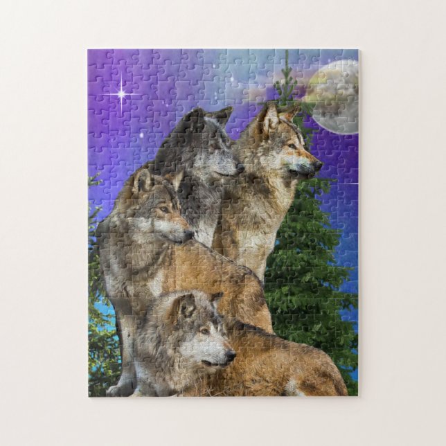 Wolf and Moon Jigsaw Puzzle (Vertical)