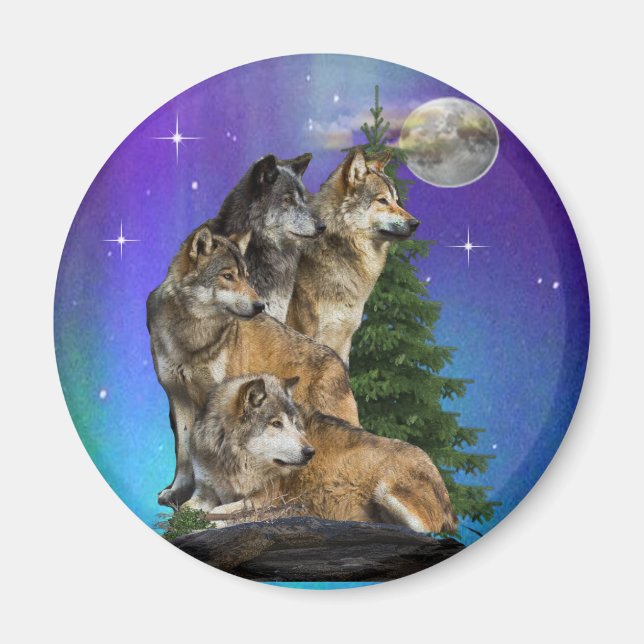 Wolf and Moon Magnet (Front)