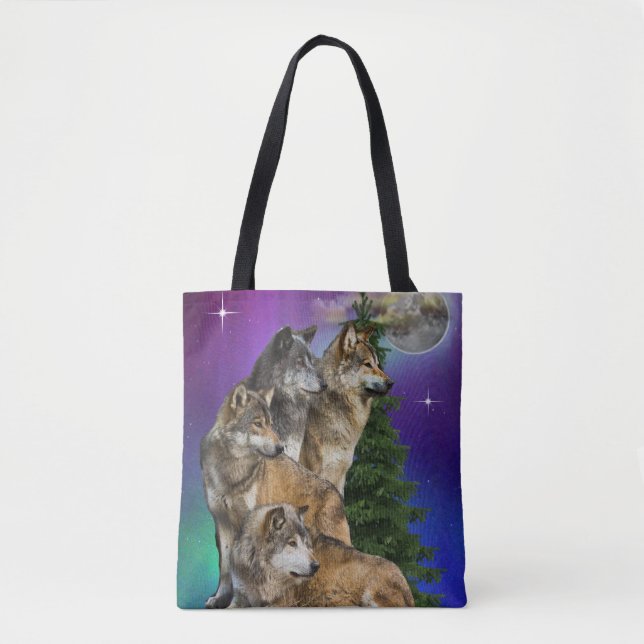 Wolf and Moon Tote Bag (Front)