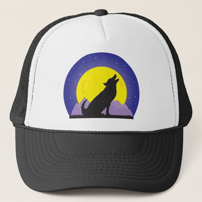 Wolf and Moon Trucker Hat (Front)