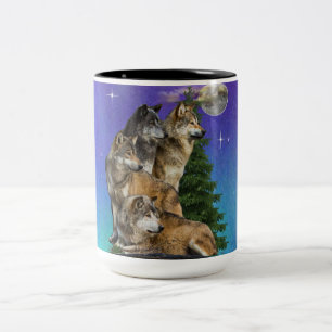 Wolf and Moon Two-Tone Coffee Mug