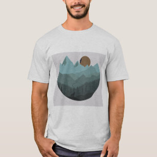 Wolf and Mountains Modern Art T-Shirt
