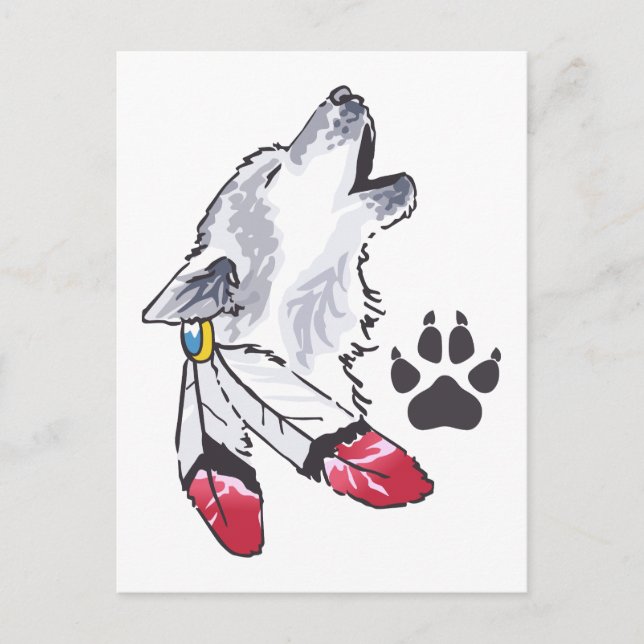 Wolf and Paw Print Postcard (Front)