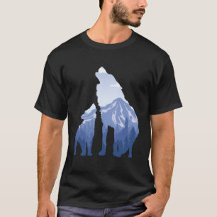 Wolf And Puppy Husky Mountains Nature Hiking Winte T-Shirt