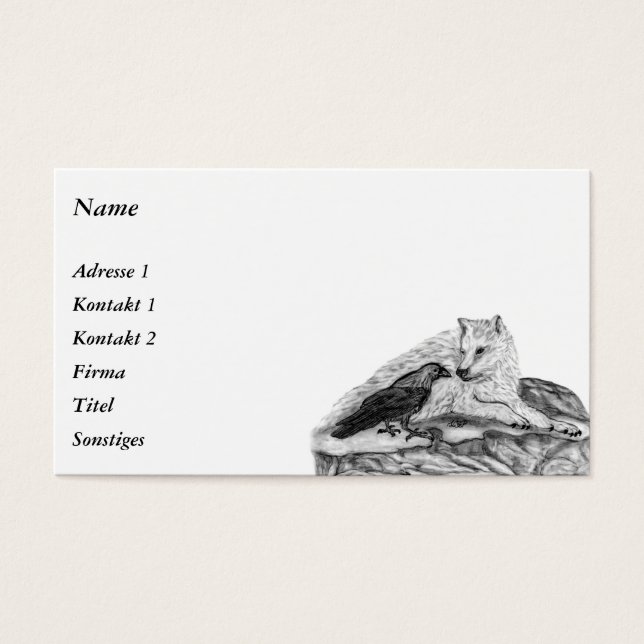 Wolf and Raven - Black and White Design (Front)