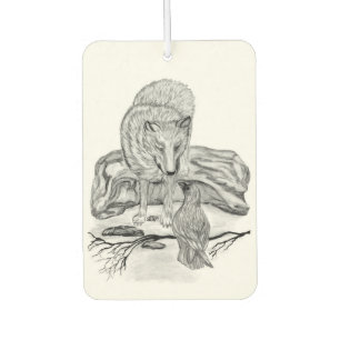 Wolf and Raven - Black and White Design Car Air Freshener