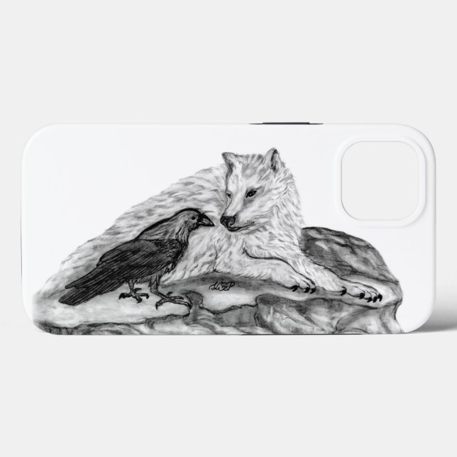 Wolf and Raven black and white design Case-Mate iPhone Case (Back (Horizontal))