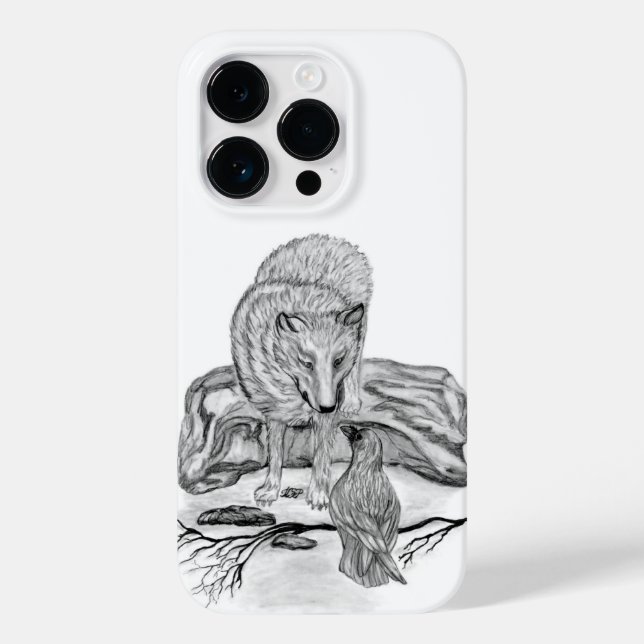 Wolf and Raven black and white design Case-Mate iPhone Case (Back)