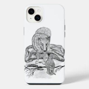 Wolf and Raven black and white design iPhone 14 Plus Case