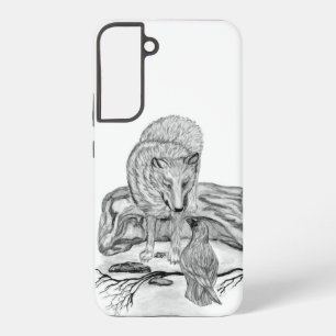 Wolf and Raven black and white design Samsung Galaxy Case