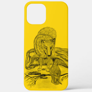 Wolf and Raven black and yellow design iPhone 12 Pro Max Case