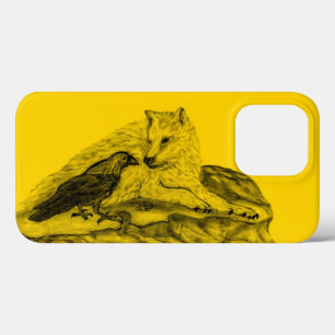 Wolf and Raven black and yellow design iPhone 13 Pro Case