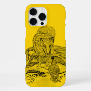 Wolf and Raven black and yellow design iPhone 16 Pro Max Case