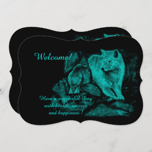 Wolf and Raven in the Night , Add Your Text Invitation