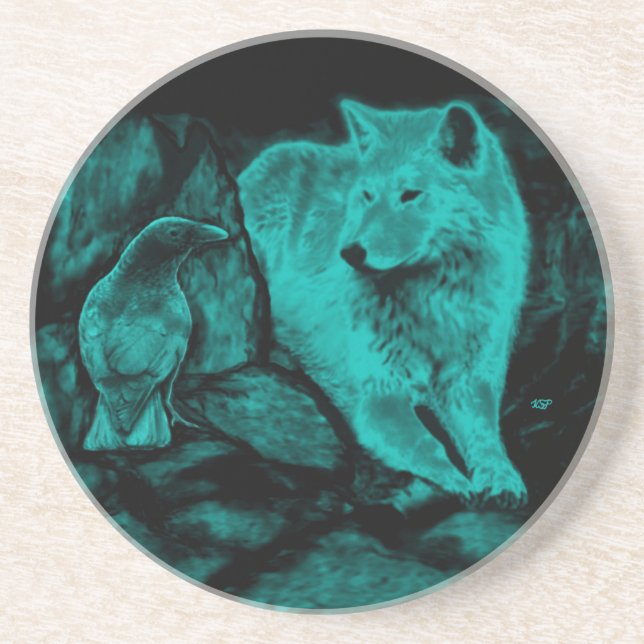 Wolf and Raven in the Night Coaster (Front)