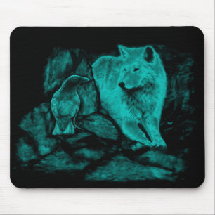 Wolf and Raven in the Night Mouse Pad