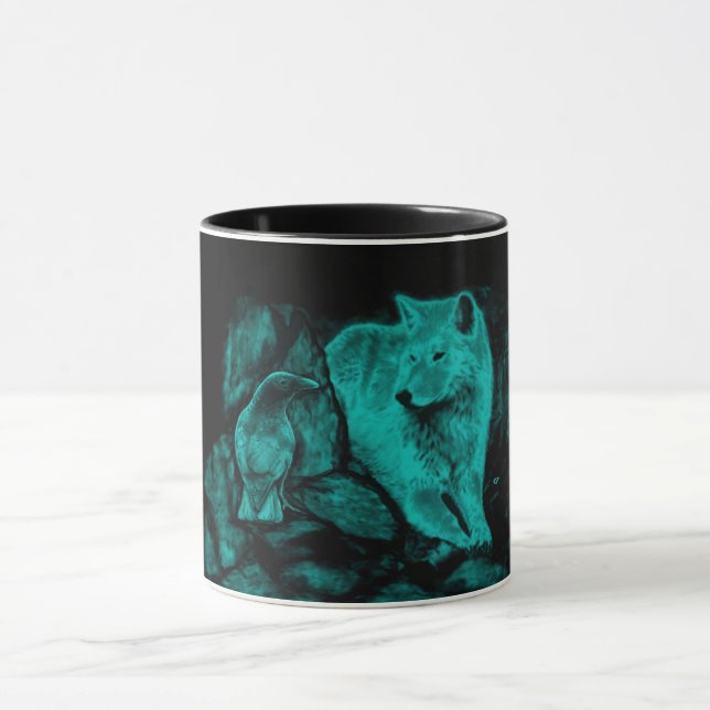 Wolf and Raven in the Night Mug (Center)