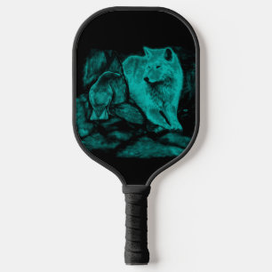 Wolf and Raven in the Night Pickleball Paddle
