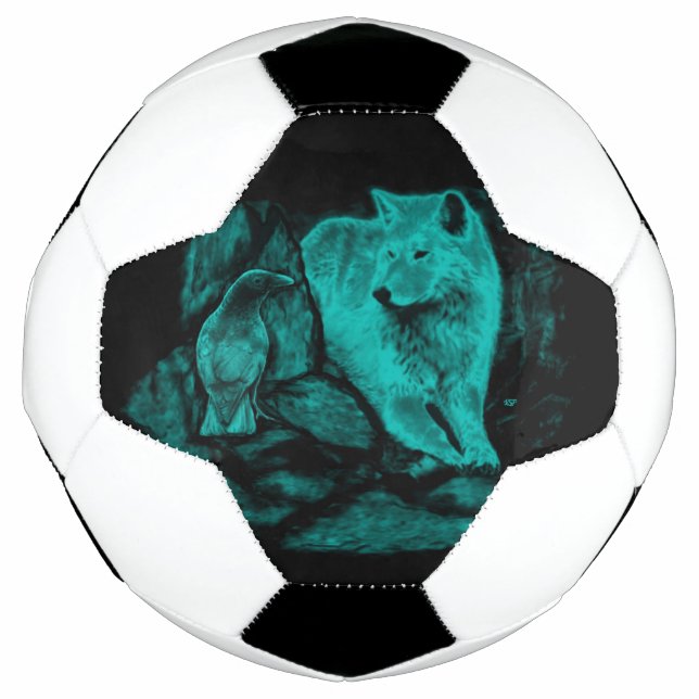 Wolf and Raven in the Night Soccer Ball (Front)