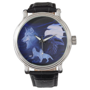 Wolf and Raven with full moon Watch